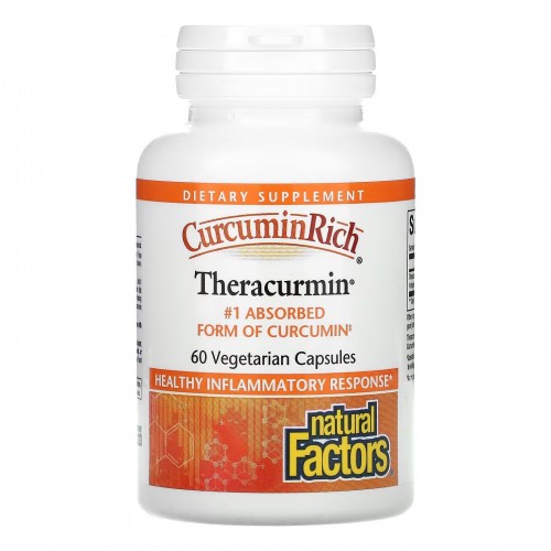 Natural Factors, CurcuminRich, Theracurmin, куркумин, 60 вегетарианских капсул Natural Factors, CurcuminRich, Theracurmin, куркумин, 60 вегетарианских капсул